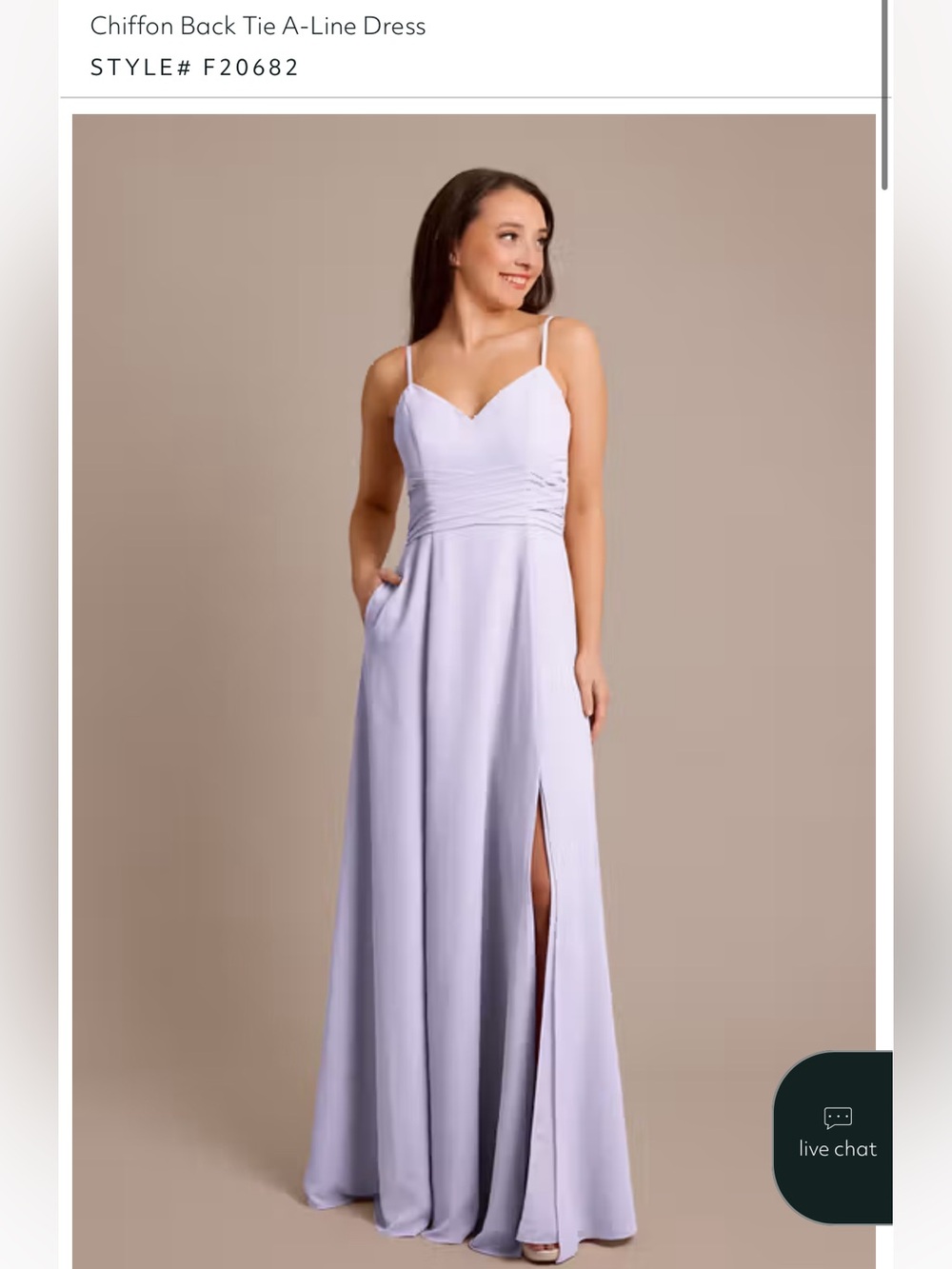 David’s Bridal Chiffon Back Tie A-Line Dress Iris F20682 Size 0